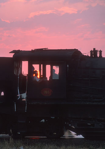 sunset in Bulawayo, loco driver and fireman of 15A 395